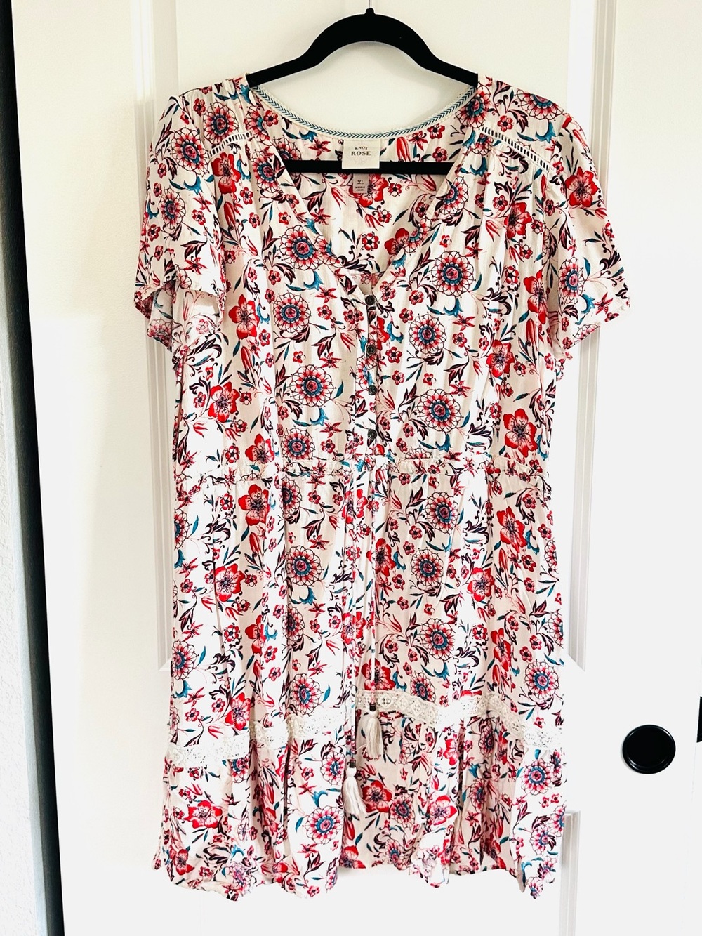 Knox Rose Red and Blue Floral Mini Dress